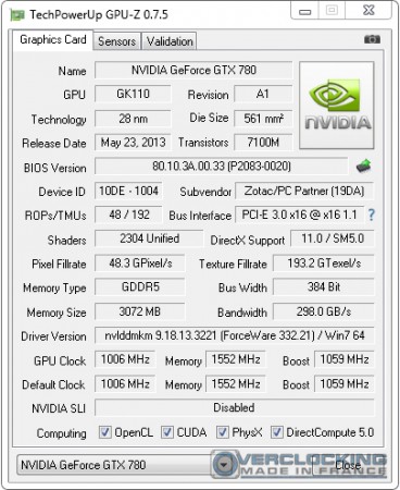 GPU-z ZOTAC GTX780 AMP