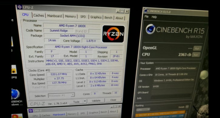 AMD RyZen 7 1800X 2363 cb
