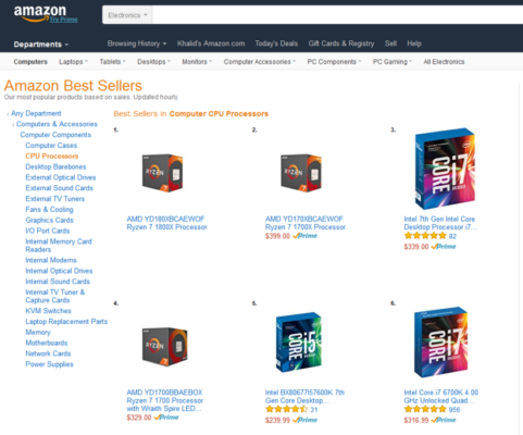 AMD RyZen 7, top vente Amazon