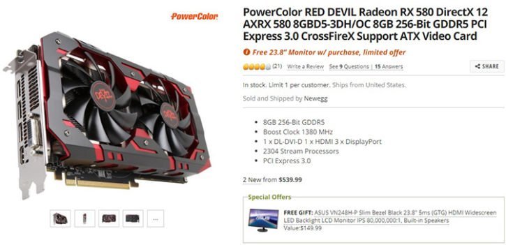 PowerColor RX 580 Red Devil Newegg