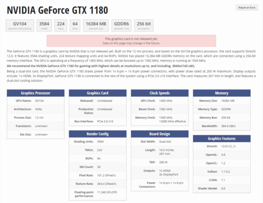 TechpowerUp GTX 1180 - GPU Database