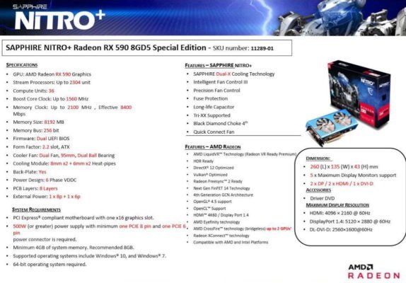 Sapphire RX 590 Nitro+ Special Edition